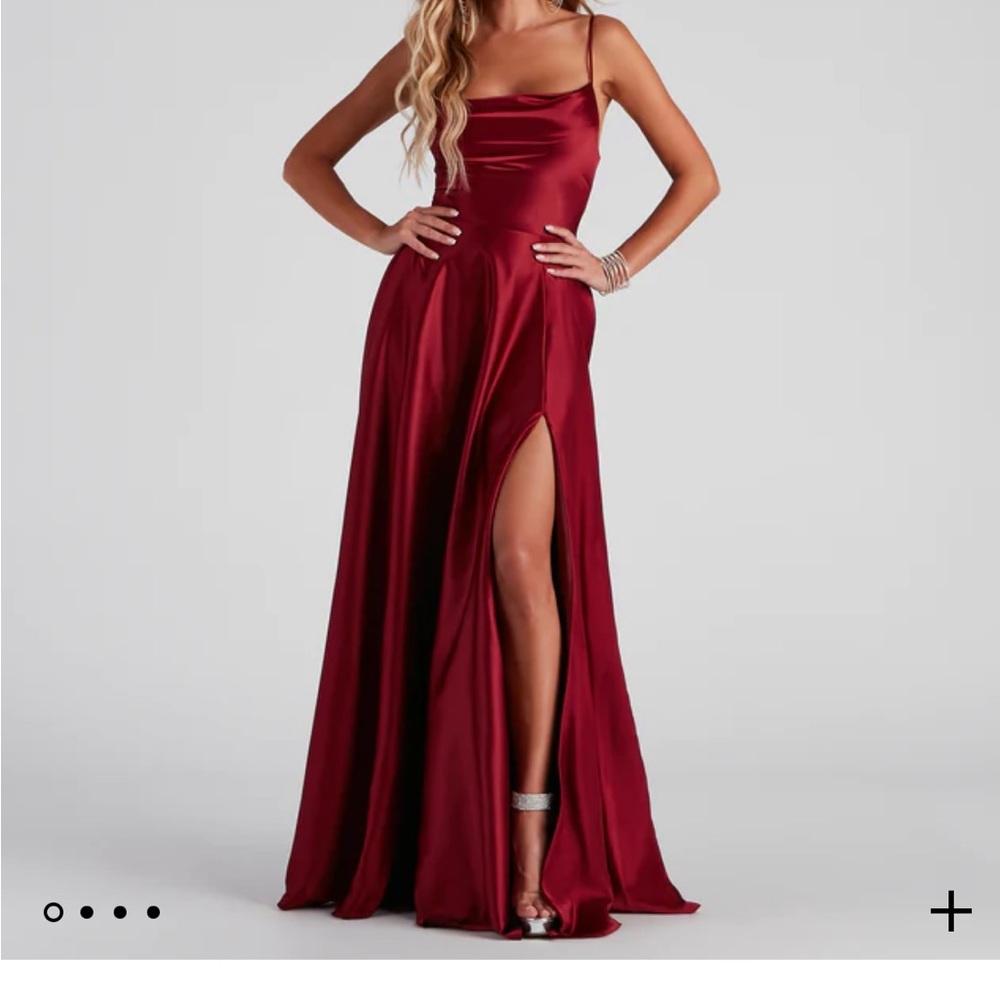 winslow formal satin lace-up dress size 5 in color wine - Picture 1 of 4